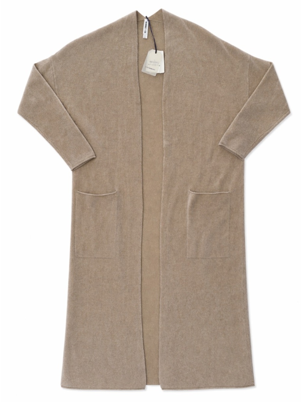 Van Winkle & Co Womens Medium 100% Cashmere Long Cardigan Duster Beige Cozy